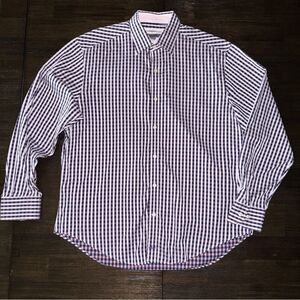 Johnston & Murphy Tailored Fit Gingham Pattern Purple/Pink Button Up Large